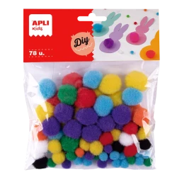 POM-POM kuličky mix velikostí a barev 78 ks POM-POM kuličky mix velikostí a barev 78 ks